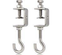 Wekboss Small Stainless Steel C Clamps 1.85 In and Heavy Duty Metal Hanging Bolt Hook/Threaded Screw Hook, With Protective Pad （2 Pcs）