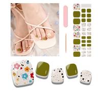 Wekcekcek - Semi-cured Gel Nail Strips 32 Green Gel Nail Stickers Works with Any Nail Lamp Pedicure Strips Nail Wraps with Nail File and Stick