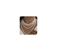 wekicici Boho Layered Long Pearl Necklace Multi-strand Round Imitation Pearl Necklace Vintage Faux Pearl Choker Necklace 1920s Choker Costume Jewelry for Women Bridal Wedding