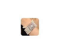 wekicici Faux Pearl Bracelet for Women Vintage 1920s Black White Pearl Beads Dangle Bracelet Multi-Layered Rhinestone Stretch Bracelet Custome Jewelry for Halloween Wedding Prom Party, adjustable