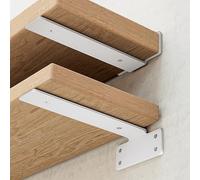 WEKIS 6 Inch Floating Shelf Brackets White, Hidden Invisible L Shelves Brackets, 1/5 Inch Heavy Duty Metal Industrial White Shelf Bracket Hardware Supports, 6 Pack Brackets for Wood Shelves