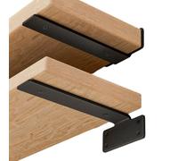 WEKIS Floating Shelf Brackets 10 Inch 6 Packs, Hidden Invisible L Shelves Brackets Heavy Duty, 1/5 Inch Thick Black Metal Shelving Bracket Hardwares Supports