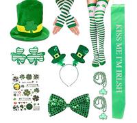 Wekity 10 PCS St. Patricks Day, St Patrick's Day Accessories with St Patrick’s Hat Irish Lucky Irish Bow Tie, St Patrick’s Day Accessories Irish Themed Costumes for Parade (10 PCS)