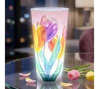 Wekity 15oz Tulip Glowing Party Cups for Party Event Fun, Liquid Activated Glow in the Dark Glowing Cups, Flowers Magic Cups for Weddings, Bridal Showers, Spring Event Party Supplies (Tulip,1PCS)