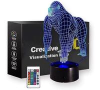 Wekity 3D Gorilla Night Light, Baby Gorilla Lamp, Bedside Table Lamps led Lamp 16 Colors Change with Remote Control & Touch Control, Home Decor Acryli