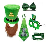Wekity 5 PCS St. Patricks Day, St Patrick's Day Accessories with St Patrick’s Hat Irish Lucky Irish Bow Tie, St Patrick’s Day Accessories Irish Themed Costumes for Parade (5 PCS)