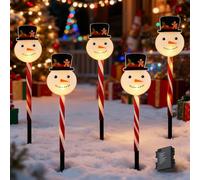 Wekity Christmas Pathway Lights, 5 PCS Christmas Outdoor Powered Stake Lights with 8 Lighting Modes,Battery Operated,Waterproof Outdoor Lights for Yard Patio Garden Xmas Decoration (Snowman)