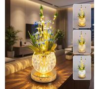 Wekity Flower Table Light,Mini Lily Table Decor with 3 Colors Dimmable, Rechargeable Cordless Artificial Flowers Night Light for Date Party Home Decoration (Blue - Lily)
