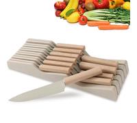 Wekity in-Drawer Knife Block Set, 12PCS Kitchen Knife Set, Ultra Sharp Stainless Steel Non-Stick Coating Chef Knife Set, Cooking Knives Drawer Organizer for Daily Kitchen Use