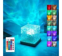 Wekity Ocean Wave Projector Light, 16-Color Luminorthe Cube Lamp with Remote Control & Rotating Dynamic Wave Effects, Rechargeable Wave Water Ripple Night Light for Living Room Bedroom Decor (Cube)