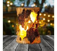 Wekity Solar Garden Lights, Flickering Stump Solar Flame Lantern Light Waterproof, Outdoor Stump On Fire Torch Light, Solar Powered Landscape Decoration Lighting for Patio Pathway Deck Yard (Natural)