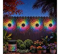 Wekity Solar Mandala Wall Lights, 7 Colour-Changing Outdoor Solar Lantern, Waterproof Garden Fence Lights for Patio Yard/Pathway/Backyards/Balconies (1 Pack)
