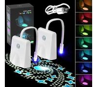 Wekity Toilet Light Motion Sensor, 16 Colors Changing LED Night Lights with Star Projection Light, Rechargable Toilet Bowl Lights for Bathroom, Funny Gift for Women Men Teen (2PCS)