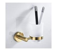 WEKIVA Toothbrush Holder, Stainless Steel Bathroom Storage with Brushed Gold Finish, Wall Mounted Holder for Toothbrush and Cup, Modern Style, One Color