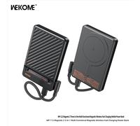 WEKOME WanCi Wang 2 Triple-Function Multi-Purpose Magnetic Wireless Fast Charging Power Bank 5000mAh Three-in-One Fast Charging WP-112 Black, Suitable for Apple, Huawei, Samsung, and Xiaomi Phones