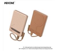 WEKOME WanCi Wang 2 Triple-Function Multi-Purpose Magnetic Wireless Fast Charging Power Bank5000mAh Fast Charging WP-112 Pink, Suitable for Apple, Huawei, Samsung, and Xiaomi Phones