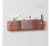 WEKONUMEX Acrylic Magazine Holder, Clear Acrylic Magazine Rack Wall Mounted Brochure Display Stand(Brown,40cm(15 3/4"))