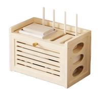 WEKONUMEX Cable Management Box, Bamboo WiFi Router Storage Box With Cable Management White Multiple Sizes(Large:15.94 x 7.87 x 11 inches)