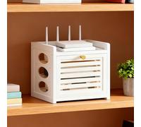 WEKONUMEX Cable Management Box, Bamboo WiFi Router Storage Box With Cable Management White Multiple Sizes(Small:12 x 7.87 x 11 inches)