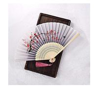 WEKONUMEX Folding Fan Hand Held Fan, Chinese Folding Fan Bamboo Silk Dance and Decoration Multicolor 8.2/15 inches(E)