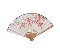 WEKONUMEX Folding Fan Hand Held Fan, Hand Painted Floral Folding Fan Rice Paper Bamboo Hollow Carved 18 Bones 2 Patterns(B)