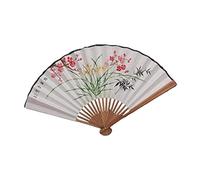 WEKONUMEX Folding Fan Hand Held Fan, Hand Painted Floral Folding Fan Rice Paper Bamboo Hollow Carved 18 Bones 2 Patterns(A)