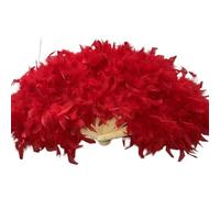 WEKONUMEX Folding Handheld Feather Fan, Folding Feather Fan Multicolor 70x40cm(Red)