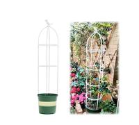 WEKONUMEX Garden Obelisk Trellis, 95cm 120cm 145cm Tall Plant Support for Climbing Vines and Flowers Stands Potted Plant Support Tower(White,22x95cm/8.6x37in)