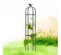 WEKONUMEX Garden Obelisk Trellis, for Climbing Plants Stablize Round Obelisk Metal Cage High 120cm 150cm 160cm 180cm 190cm Potted Plant Support(Black,35x150cm(13.8x59in))