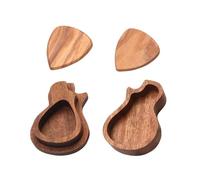 WEKONUMEX Guitar Pick Holder Plectrum Storage Case, 1 Set Guitar Pick Box Anti-Scratch Large Space Compact Guitar Pick Holder Wooden Plectrum Storage Case Guitar Pick Case
