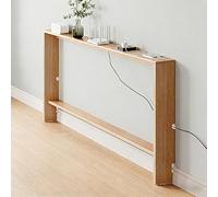 WEKONUMEX Slim Console Table for Hallway, Narrow Gap Storage Rack Sofa Side Table Solid Wood Open Shelf Multicolor Multiple Sizes(Natural Wood Color-double Layer,100x10x69cm)