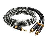 Wekuant Audiophile 3.5mm to 2 RCA Audio Cable 5M/16.4Feet, Silvered-Plated Copper core,Gold-plated 3.5 mm Male to dual RCA Male Audio Adapter Braided Cable for Smartphones Tablets Speakers HDTV