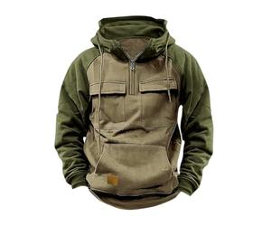 Wekumgy Black Hoodie for Men Tactical Sweatshirt Quarter Zip Cargo Pullover Hoodies Workout Men Fashion Outdoor Hoodie