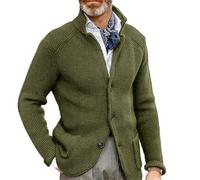 Wekumgy Cardigan Men Shawl Collar Button Down Sweater for Men Vintage Long Sleeve Cable Knitted Cardigan Sweater
