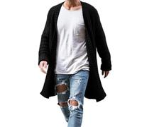 Wekumgy Mens Cable Knit Long Cardigan Sweater Open Front Casual Warm Winter Coat Sweater for Men Black