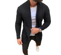 Wekumgy Men's Cardigan Casual Long Sleeve Knit V Neck Open Front Knit Sweater Winter Sweater Jacket with Pockets Black