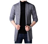Wekumgy Mens Cardigan Sweater Shawl Collar Cable Knit Cardiagn Long Winter Open Front Sweaters with Pockets