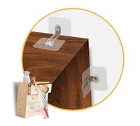 Wekuw 2 Pieces Furniture Tilt Protection Set, Furniture Wall Anchor, Tilt Protection Furniture Wall Anchor, Tilt Protection Cabinet No Drilling Wall, for Cupboard, Shelf, Chest of Drawers, Pets, Child