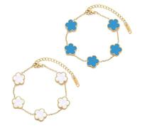Wekuw Clover Leaf Bracelet, Clover Chain Clover Jewellery 18K Gold-Plated Four Leaf Clover Bracelet Luxurious Fashionable Exquisite Friendship Lucky Jewellery, 19 cm, Stainless Steel, Titanium steel