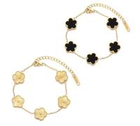 Wekuw Clover Leaf Bracelet, Clover Chain Clover Jewellery 18K Gold-Plated Four Leaf Clover Bracelet Luxurious Fashionable Exquisite Friendship Lucky Jewellery, Große, Stainless Steel, Titanium steel