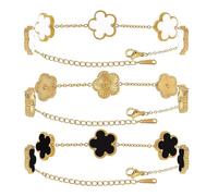 Wekuw Clover Leaf Bracelet, Clover Chain Clover Jewellery 18K Gold-Plated Four Leaf Clover Bracelet Luxurious Fashionable Exquisite Friendship Lucky Jewellery, Große, Stainless Steel, Titanium steel