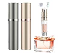 Wekuw Pack of 2 Travel Perfume Atomisers Refillable 5 ml Perfume Atomiser for On the Go Perfume Travel Bottle Perfume Make Your Own Set (Dark Grey, Champagne Gold)