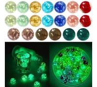 Wekuw Pack of 20 Glass Marbles 16 mm Glow in the Dark for Marble Games, Glow in the Dark Glass Marbles, Vase Fillers, DIY Projects or Home Decoration Marbles