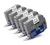 Welabel 5x Compatible TZe-231 TZe231 for Brother TZe Laminated Label Tape Black on White 12mm x 8m 0.47 for Brother P-Touch PT-H105 PT-H107B PT-H100R PT-H110 PT-H101C PT-D200 PT-1000 PT-H200 PT-P300BT