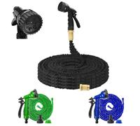WELAIRICH 150FT Expandable Garden Hose Pipe, 3X Times Flexible Expanding Magic Hose with 3/4" and 1/2" Fittings, Garden Hose with 7 Function Spray Nozzle Hosepipes for Car Washing, Gardening (Black)
