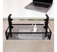WELAIRICH Cable Tray, Under Desk Desktop Wire Management Rack, 40cm Steel Cord Organizer with Tool-Free Clamps, No-Drill and Side-Open Design Mount Under Desk for Power Strips & Wires, Fits 0.4-2 inch