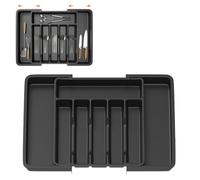 WELAIRICH Cutlery Drawer Organiser, Extendable Cutlery Tray, Kitchen Drawer Organiser, 33-57CM Expandable Utensil Tray for Kitchen with 8 Compartment Holders, Adjustable Silverware and Flatware Holder