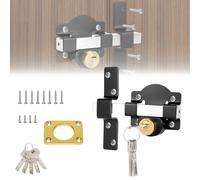 WELAIRICH Door Lock Bolts, 50mm/2" Long Throw Gate Lock, Catch Latch Slide Bolt Easy Fit with Screws, 304 Stainless Steel Both Side Lock Door with Rear Double Locking for Bedroom/Garden (5 Keys,Black)