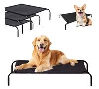 WELAIRICH Elevated Dog Bed, Raised Dog Bed with Washable and Breathable Solid Mesh, No-Slip Rubber Feet Outdoor Dog Sofa Bed, Calming Dogs Bed for Travel, Camping, Garden - Medium, 106L x 62W x 15H cm