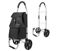 WELAIRICH Folding Shopping Trolley, 40L Capacity Waterproof Collapsible Grocery Cart with 2 Wheel Stair Climber, Durable Aluminum Frame, Hard Wearing and Foldaway Push/Pull Cart for Easy Storage